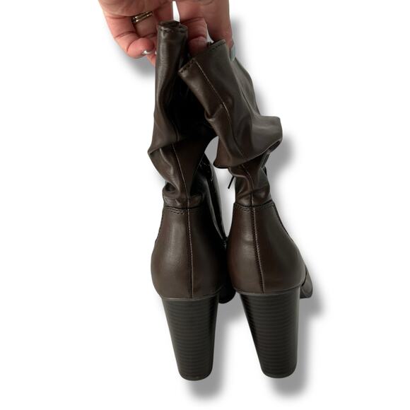 NEW Macy's Style & Co Brown Slouch Boots Size 9 Mid Calf Tall Heeled Booties - Picture 6 of 8